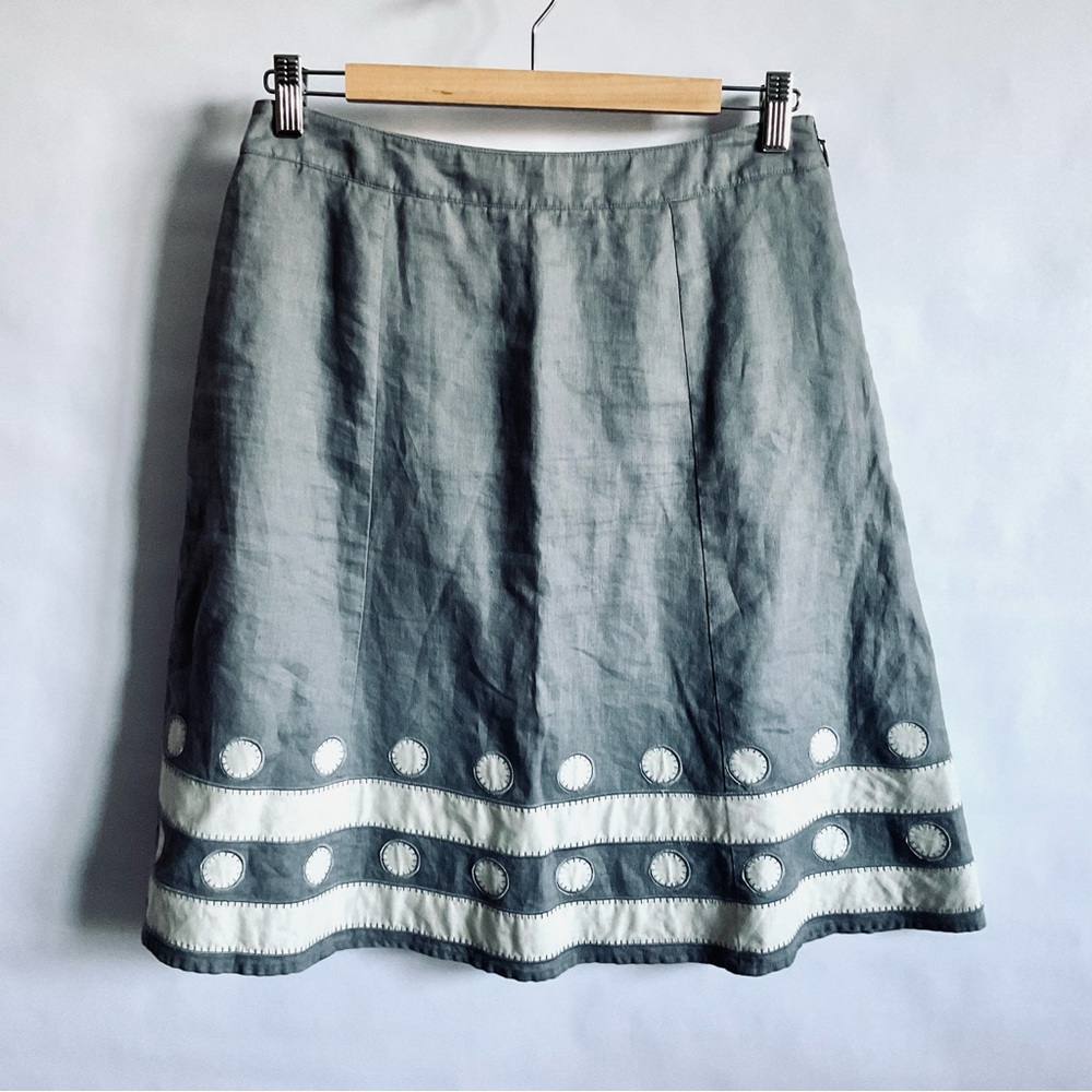 •Boden Gray and Off White 100% Linen Skirt 6R